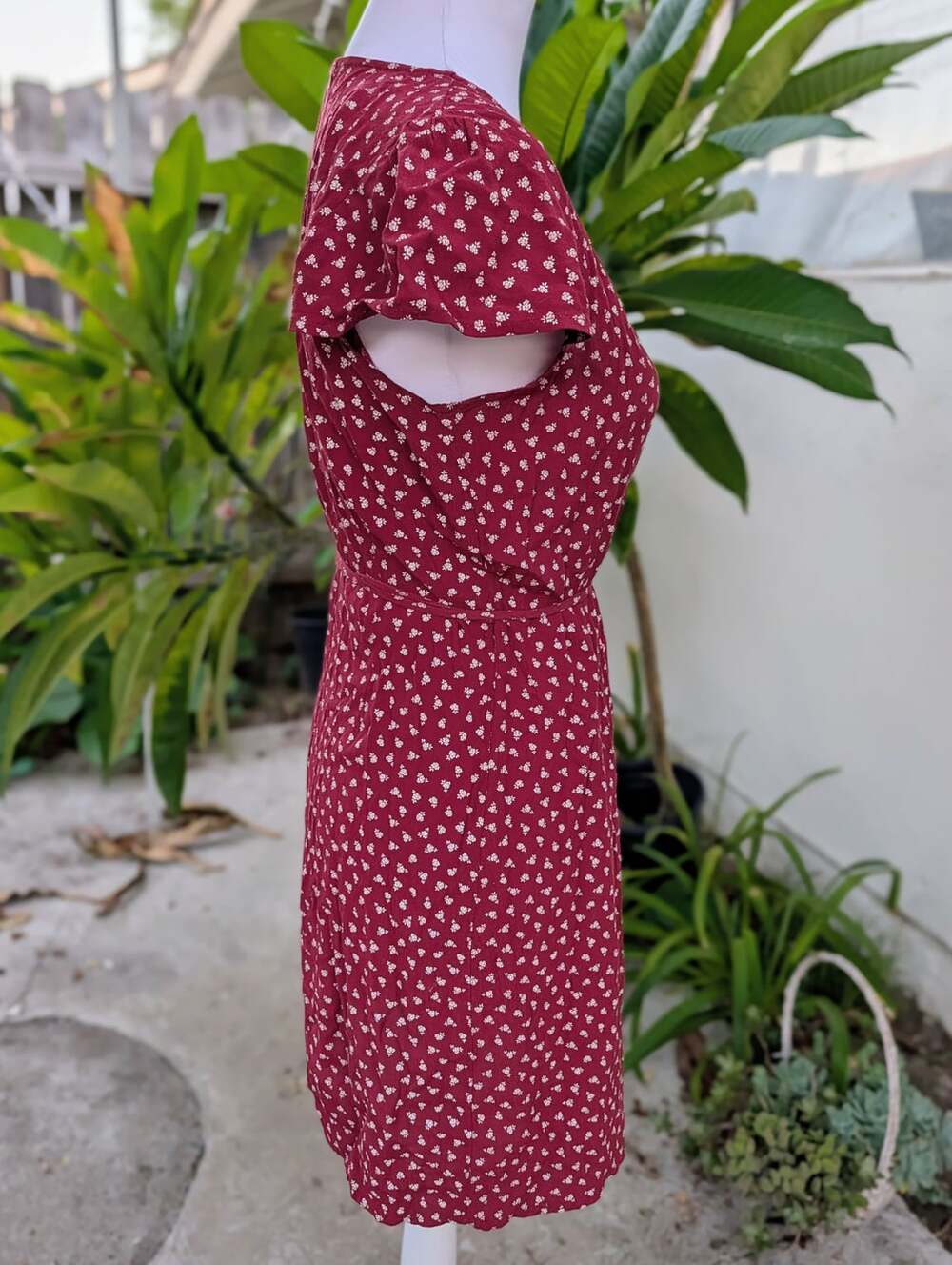 Brandy Melville burgundy red wrap dress floral OS cottagecore coquette 90s - Picture 4 of 6